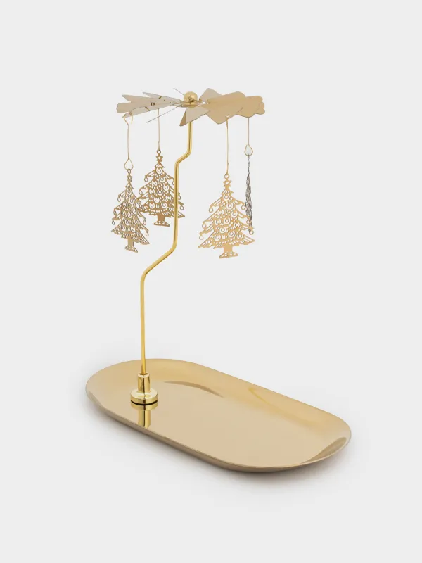 Шам тұғыры, 19 см, металл, сопақ, алтын, Шыршалар, Fantastic gold, image-3