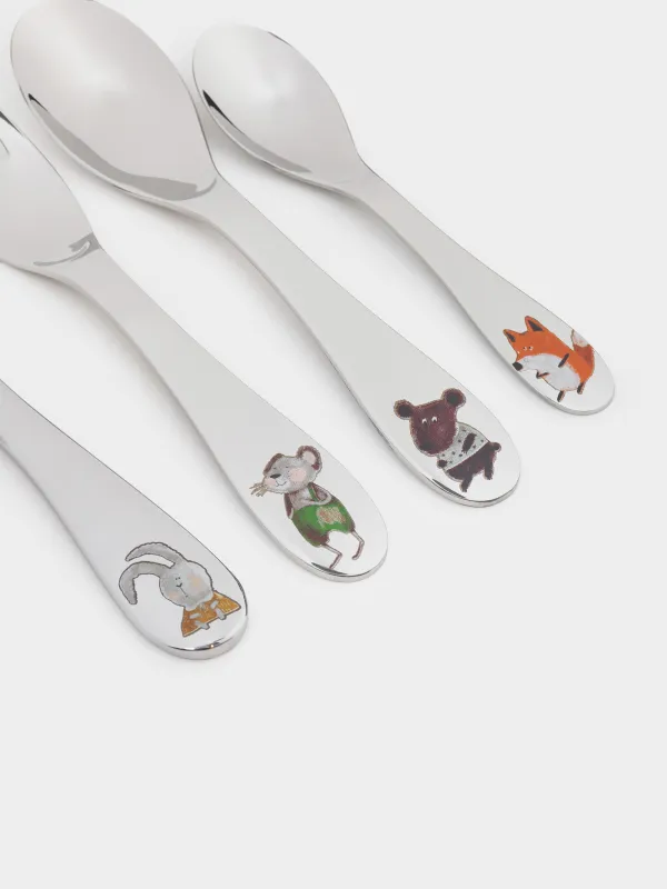 Ас құралдары, балаларға арналған, 1 адам, 4 зат, болат, Forest animals, Forest animals, image-1