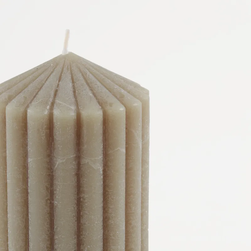 Шам, 11 см, цилиндр тәрізді, жасыл, Ribbed candle, image-1
