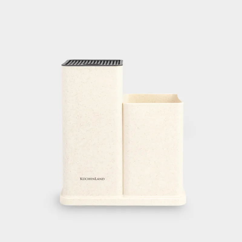 Подставка для ножей и кухонных принадлежностей, 23 см, 2 отд, пластик, молочная, Speck-light