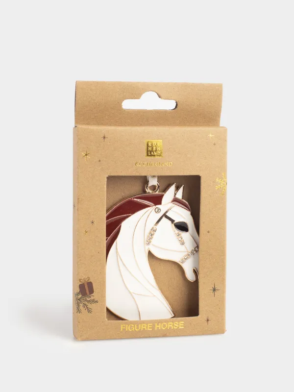 Игрушка елочная, 8 см, металл, молочно-красная, Лошадь, Figure horse, image-3