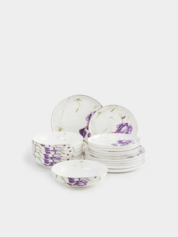 Сервиз обеденный, 6 перс, 19 пр, фарфор F, с серебристым кантом, Ирис, Antarctica Flowers, image-0