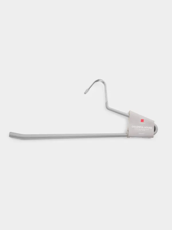 Вешалка-плечики для брюк/юбок, 36 см, 3 шт, металл с покрытием, серая, Colorful house, image-4