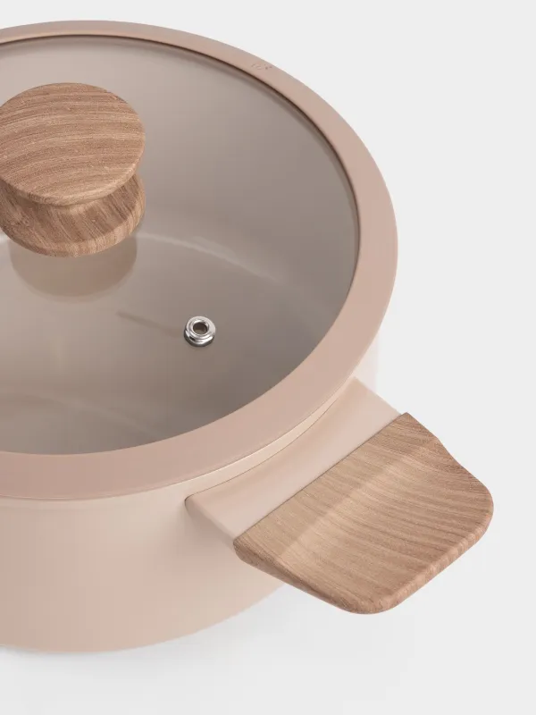 Кастрюля, 20 см, 2,6 л, с крышкой, с покрытием, алюминий, бежевая, Sincerity, image-2