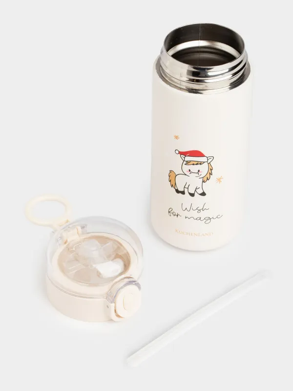 Балаларға арналған термос, 320 мл, сабаны бар, болат/пластик, сарғылт-қоңыр, Жылқы, Cute vessel, image-5