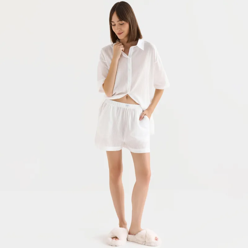 Әйелдер шорттары, үйге арналған, өлшемі L, мақта, ақ, Жолақтар, Leticia