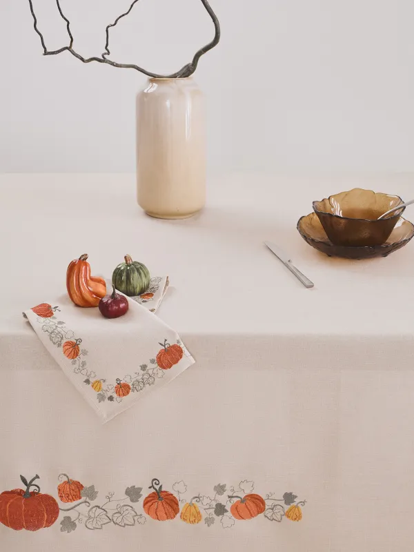 Скатерть, 170х250 см, полиэстер, бежевая, Тыквы, Colorful gourds, image-1