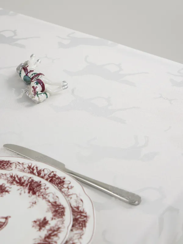 Дастархан, 160х160 см, жаккард, полиэстер, сұр-сарғылт-қоңыр, Жылқылар, Graceful horses, image-2