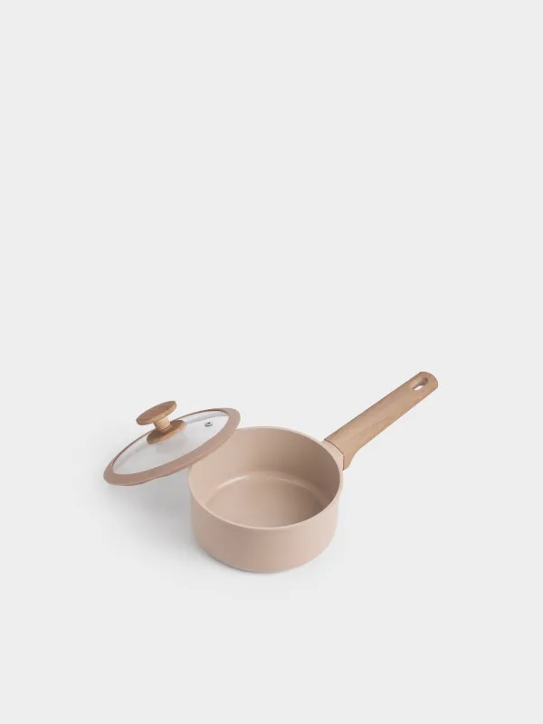 Ковш, 16 см, 1,2 л, с крышкой, с покрытием, алюминий, бежевый, Sincerity, image-3