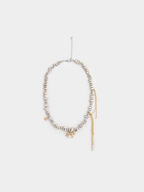 Колье, 46 см, с подвесками, металл, серебристо-золотистое, Лошадь, Jewelry horse, image-0