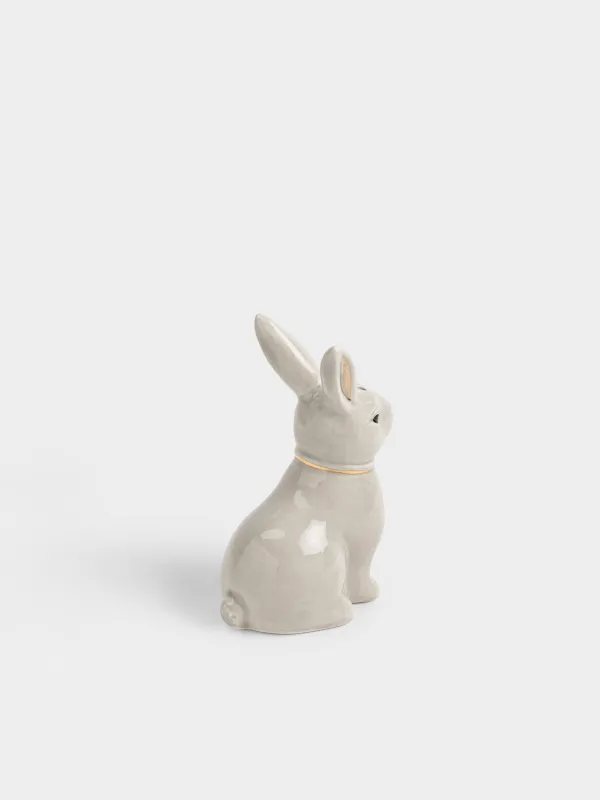 Емкость для соли или перца, 9 см, керамика D, бежево-золотистая, Кролик с бантом, Rabbit gold, image-2
