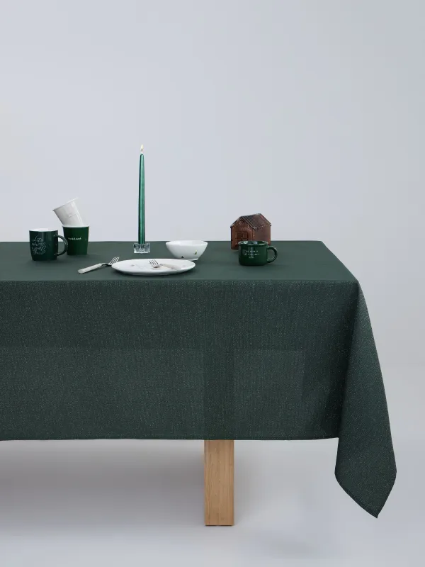 Скатерть, 160х160 см, полиэстер, темно-зеленая, Green speckled, image-0