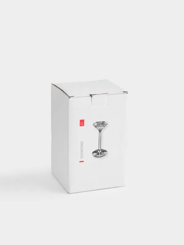 Шам ұстағыш, 15 см, жіңішке шамға арналған, аяқты, шыны/страздар, Күміс кристалдар, Diamond, image-4