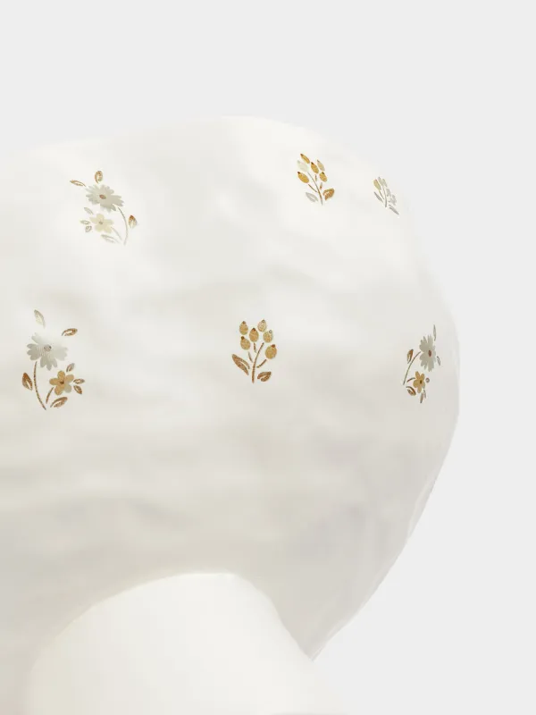 Ваза для фруктов, 24x15 см, на ножке, керамика D, молочная, Винтажные цветы, La flore, image-2