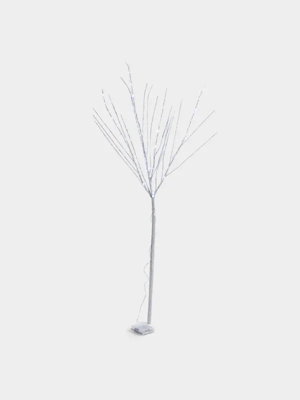 Сәндік бұтақ, 1 м, жарықтандырылған, полипропилен/металл, күміс түстес, Кристалдар, Crystal decor, image-0