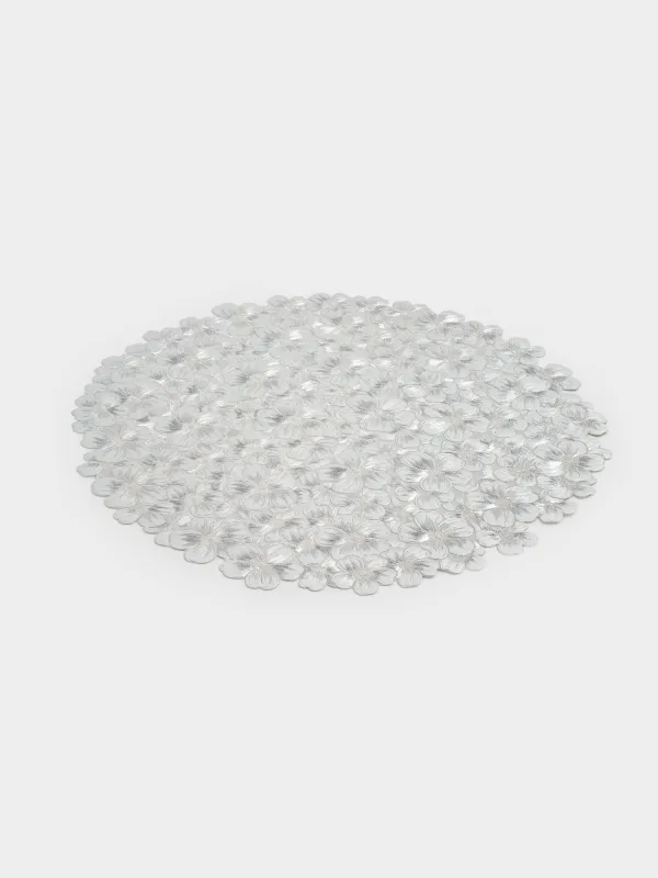 Аспаптарға арналған майлық, 38 см, ПВХ, дөңгелек, күміс, Гүлдер, Azhur Grid, image-1