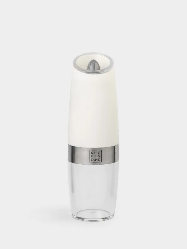 Мельница для специй, 20 см, гравитационная, пластик/акрил, LED W, белая, Spicy, image-1