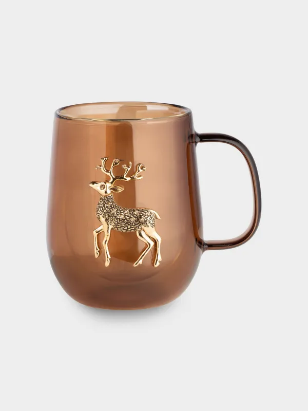 Саптыаяқ, 400 мл, металл Б/шыны, сұр, Күміс түсті бұғы, Air decor, image-0