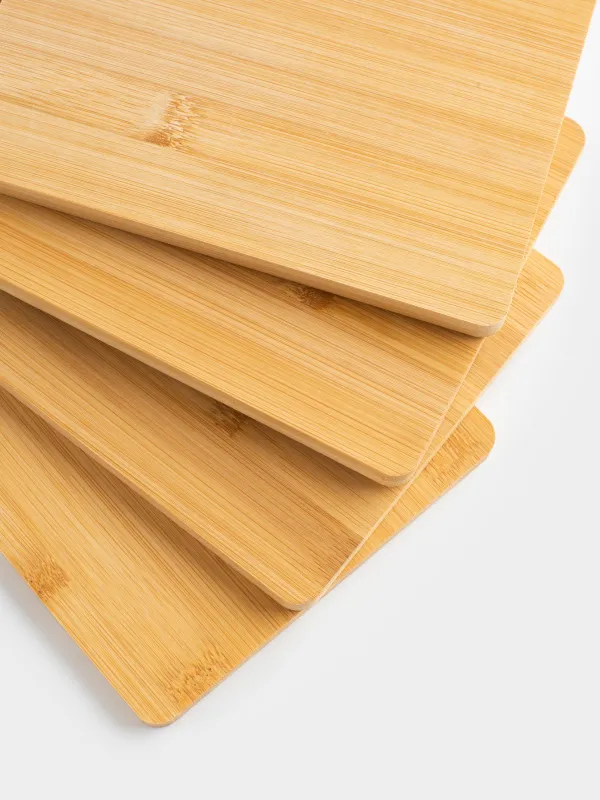 Кесу тақтасы,, 22х14 см, 4 дана, тұғырда, бамбук/болат, тікбұрышты, Bamboo, image-2