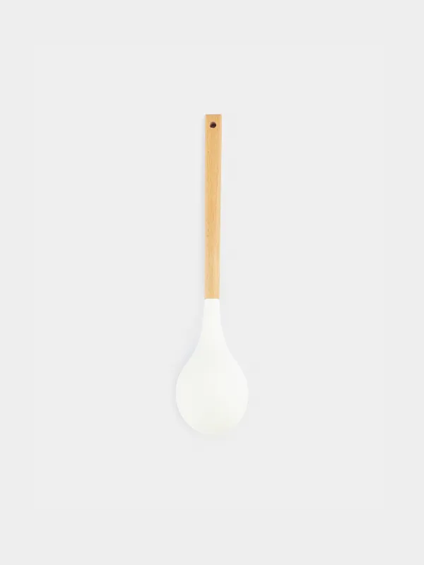 Ложка сервировочная, 32 см, силикон/дерево, бежевая, Provence, image-1