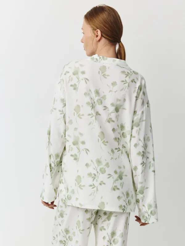 Әйелдер жейдесі, үйге арналған, өлшемі S, ұзын жеңді, вискоза К, жасыл, Гүлдер, Hanlona, image-3