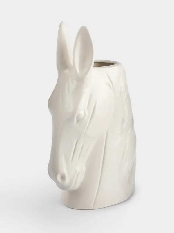 Сәндік ваза, 25 см, полирезин, ақ, Жылқы, Horse white, image-0
