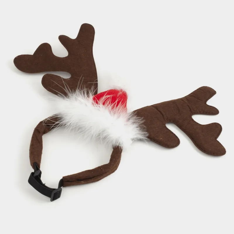 Иттерге арналған карнавал жиегі, 32х28 см, полиэстер, қоңыр, Бұғы мүйізі, Christmas pet, image-3