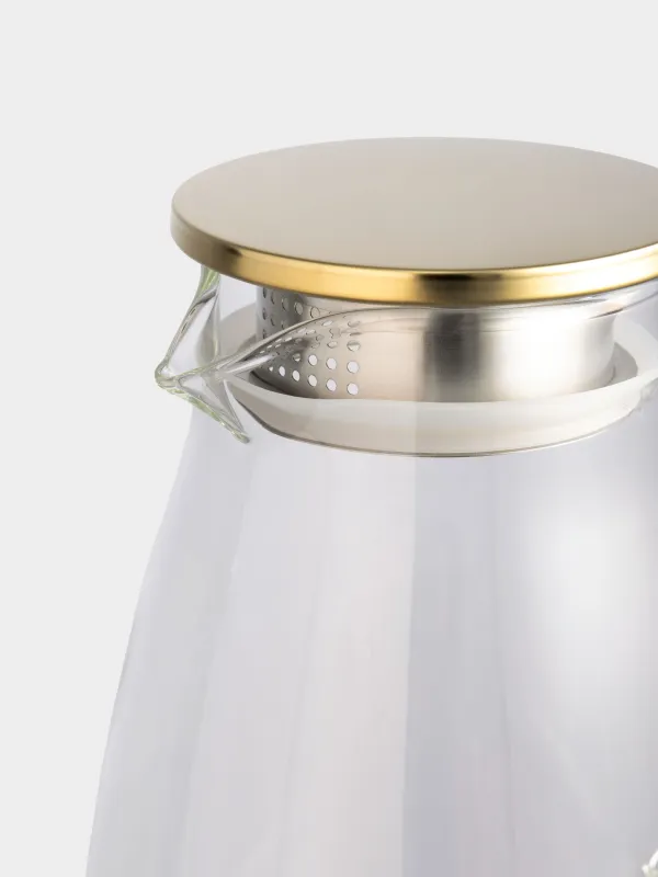 Кувшин, 2 л, с крышкой-фильтром, стекло Б/сталь, золотистый, Classic gold, image-2
