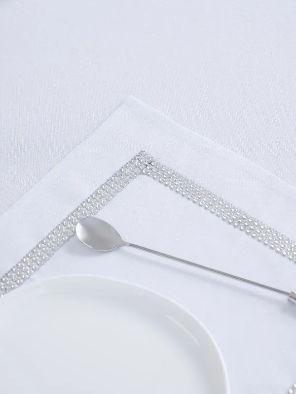 Аспаптарға арналған майлық, 30х45 см, страздары бар, полиэстер, тікбұрышты, ақ, ринстондар, image-3