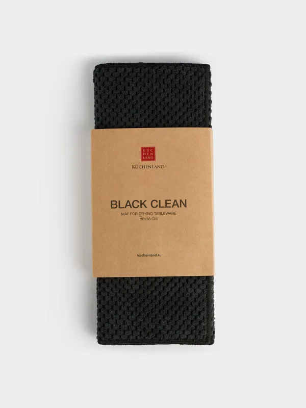 Ыдыстарды кептіруге арналған төсеніш, 30х38 см, микрофибра, қара, Black clean, image-2