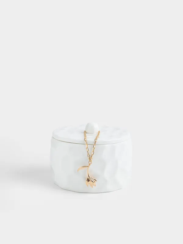 Емкость для хранения, 13х10 см, 500 мл, с подвеской, фарфор P, молочная, Мятый эффект, Crumple, image-1