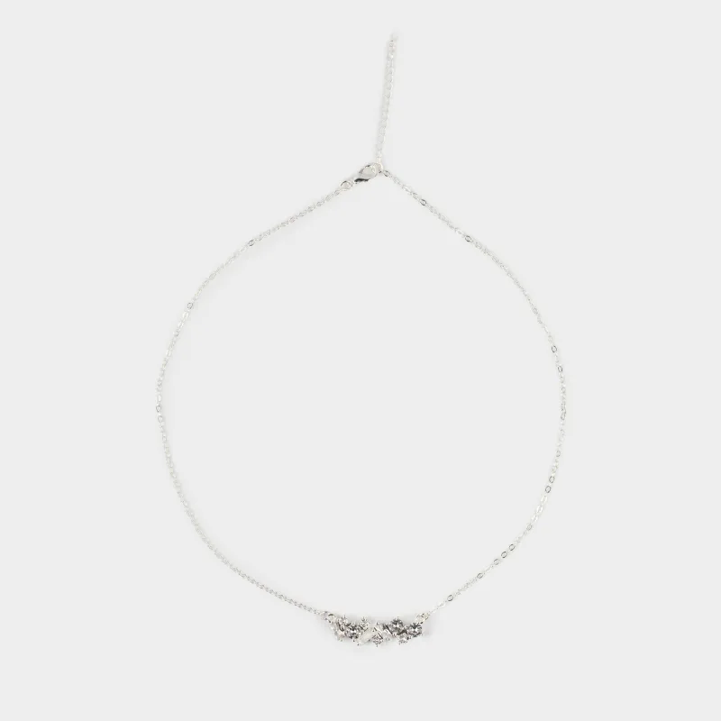 Цепочка, 45 см, с подвеской, металл/циркон, серебристая, Кристаллы, Jewelry crystal