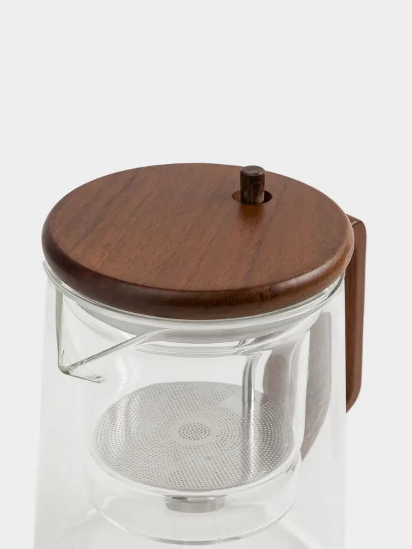 Шай демдеуге арналған шәйнек, 600 мл, шыны Б/ағаш, Clear wood, image-8