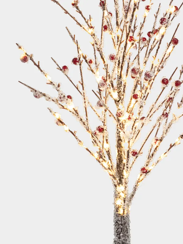 Сәндік ағаш, 1,25 м, жарықтандырылған, пластик, жидектері бар қар басқан бұтақтар, Festive mood, image-1