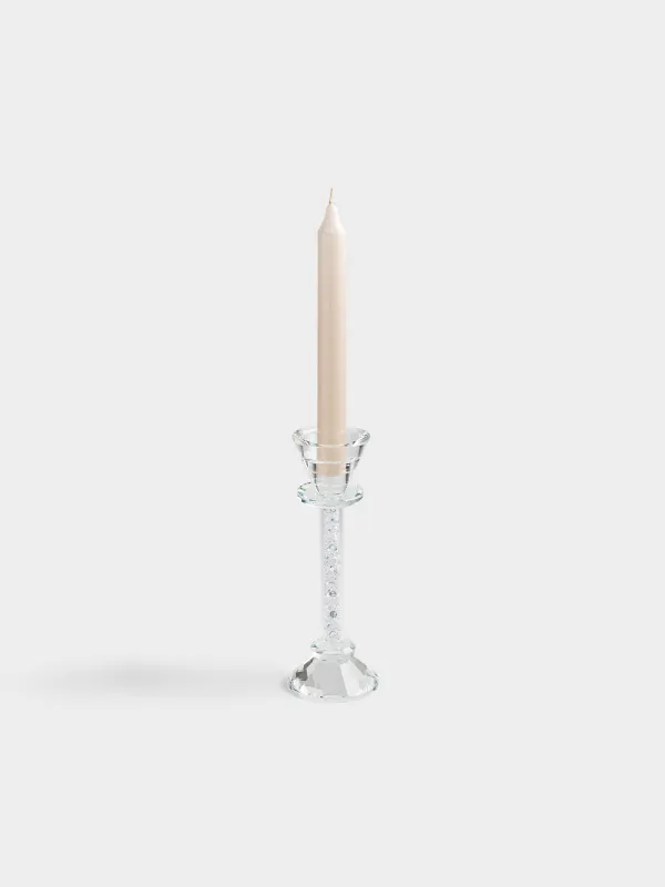 Шам ұстағыш, 20 см, жұқа/шай шамына арналған, аяқты, хрусталь шыны/страздар, Lux crystal, image-3