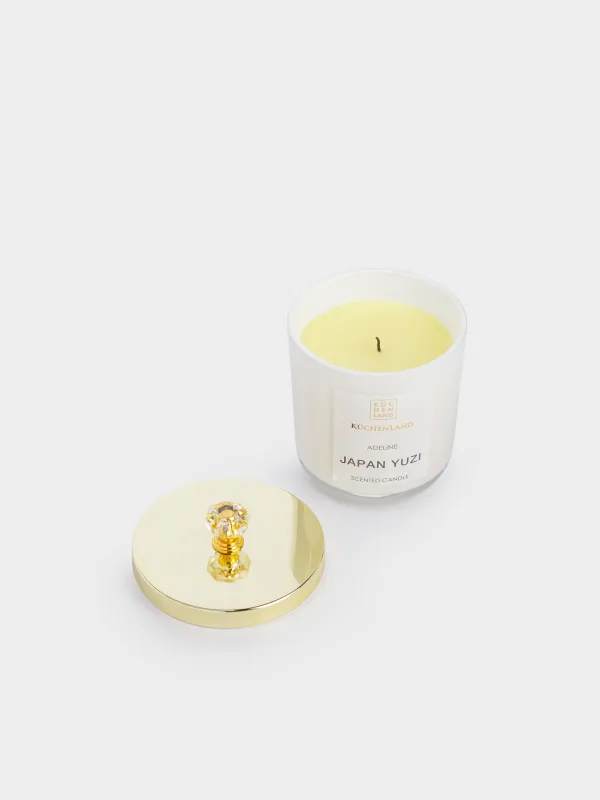 Хош иісті шам, 9 см, шам ұстағышта, қақпағы бар, ақ, Japan Yuzi, Adeline, image-1