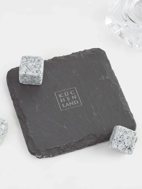 Вискиге арналған жиынтық, 1 адам, 5 зат, қорапта, шыны/текшелер/тұғыр, шыны/мәрмәр/тақтатас, Bar, image-2