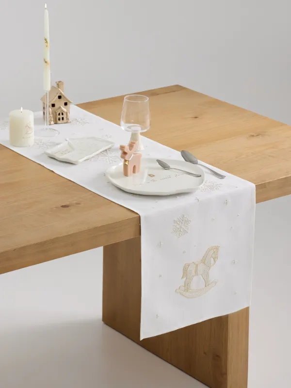 Үстел төсеніші, 40х160 см, полиэстер, сүт түстес, Жылқы, Snow horse, image-7