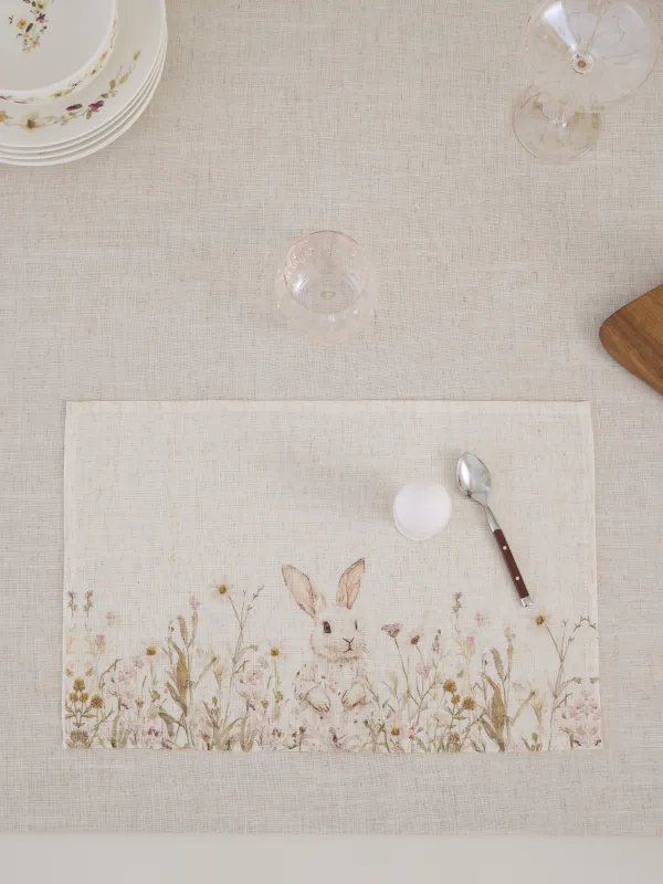 Аспаптарға арналған майлық, 30х45 см, полиэстер/зығыр, сарғылт-қоңыр, Гүлдер арасындағы қоян, Bunny in flowers, image-3