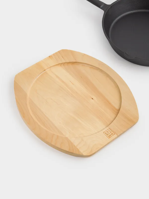 Сковорода, 25 см, на подставке, чугун/дерево, круглая, черная, Authentic, image-7