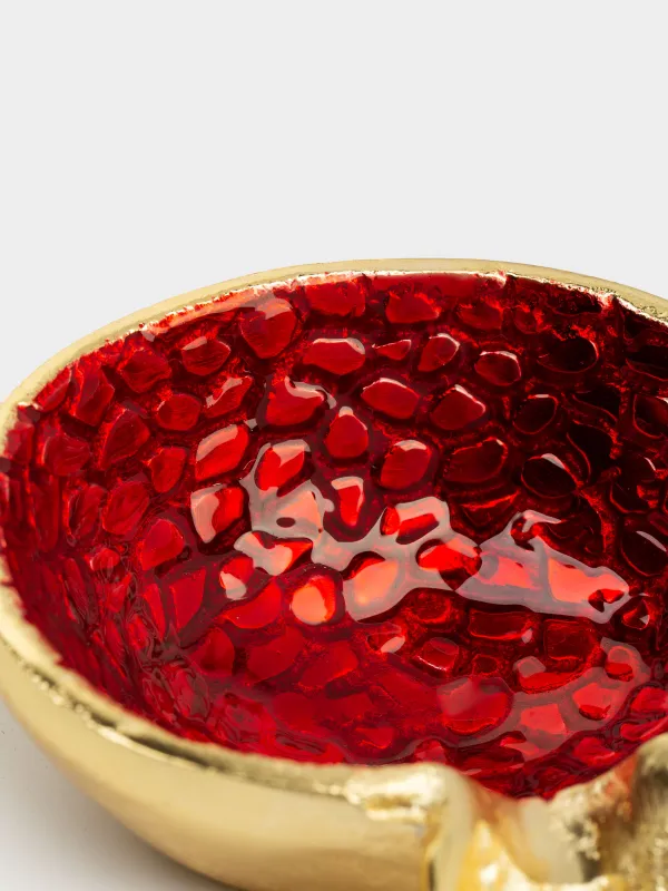 Сәндік ыдыс, 10х12 см, металл, қызыл және алтын, Анар, Pomegranate, image-4