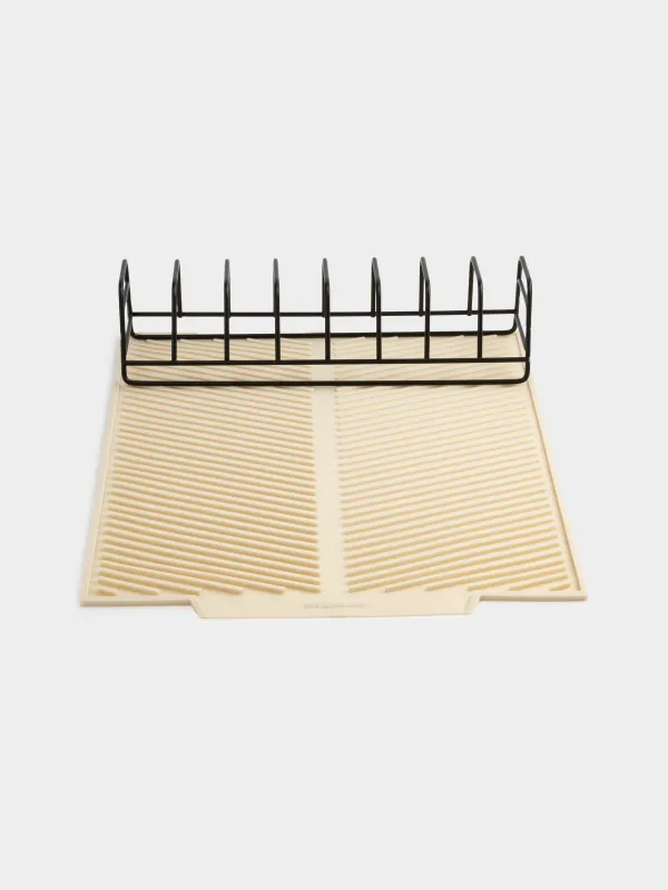 Ыдыстарды кептіруге арналған төсеніш, тұғыры бар, 43х33 см, силикон/металл, сүт түстес/қара, Keeping, image-1