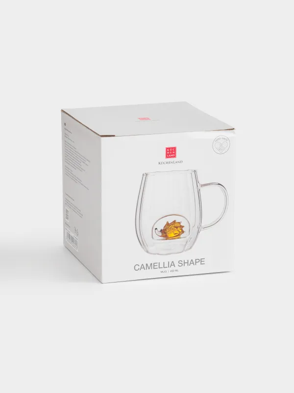 Кружка, 460 мл, стекло Б, Янтарный ежик, Camellia shape, image-4