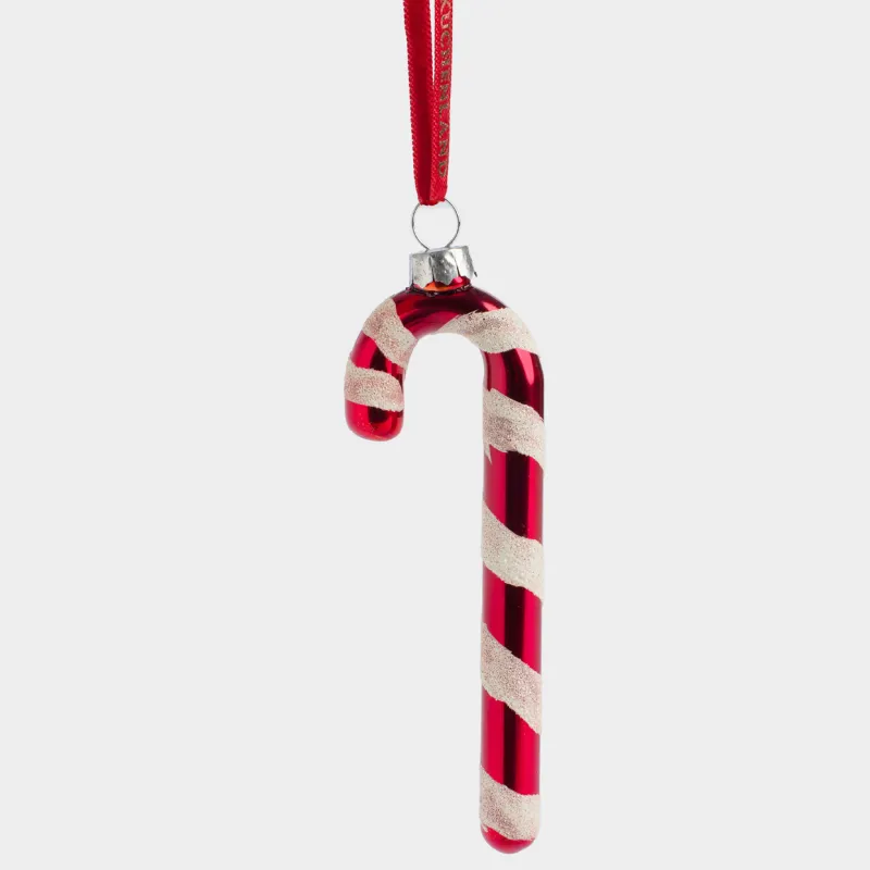 Шырша ойыншығы, 10 см, шыны, қызыл, Мұз кәмпит-таяқ, Figure christmas