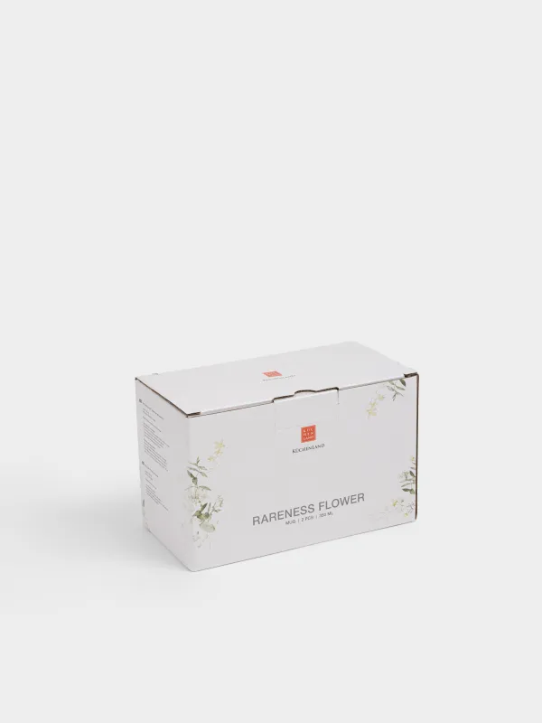 Кружка, 350 мл, 2 шт, фарфор P, белая, Цветы и листья, Rareness flower, image-5