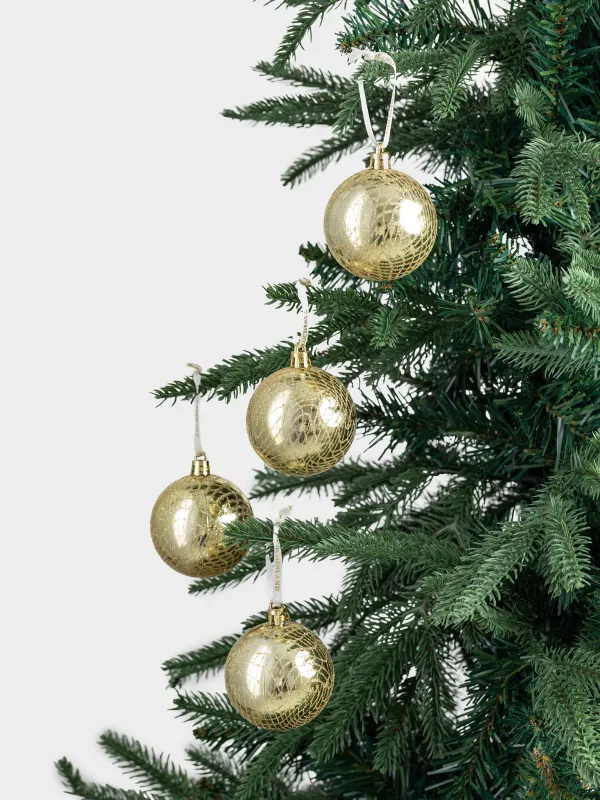 Шырша ойыншығы, 6 см, 4 дана, пластик, шампан, Шар, Ball sparkle, image-3