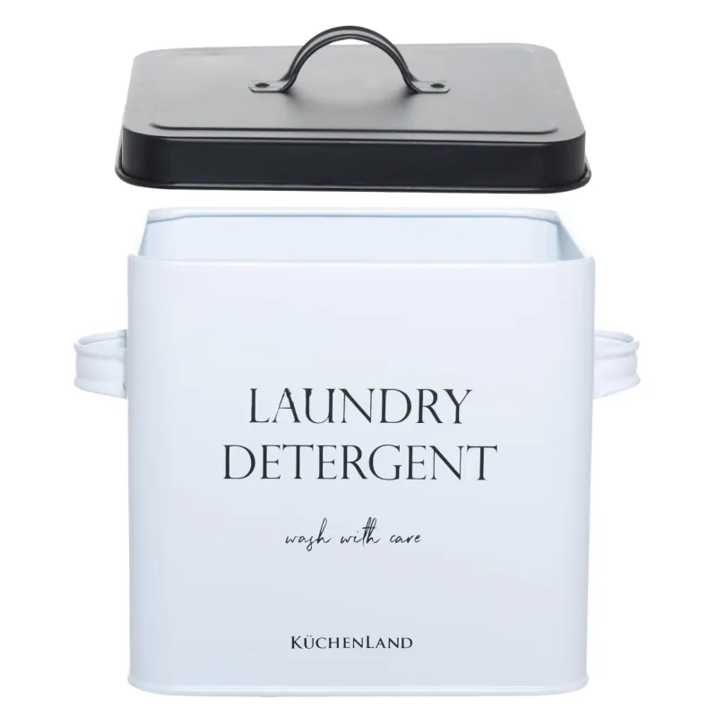 Кір жуғыш ұнтаққа арналған контейнер, 4,5 л, өлшеуіш қасығы бар, металл, ақ-қара, Compact black, image-2