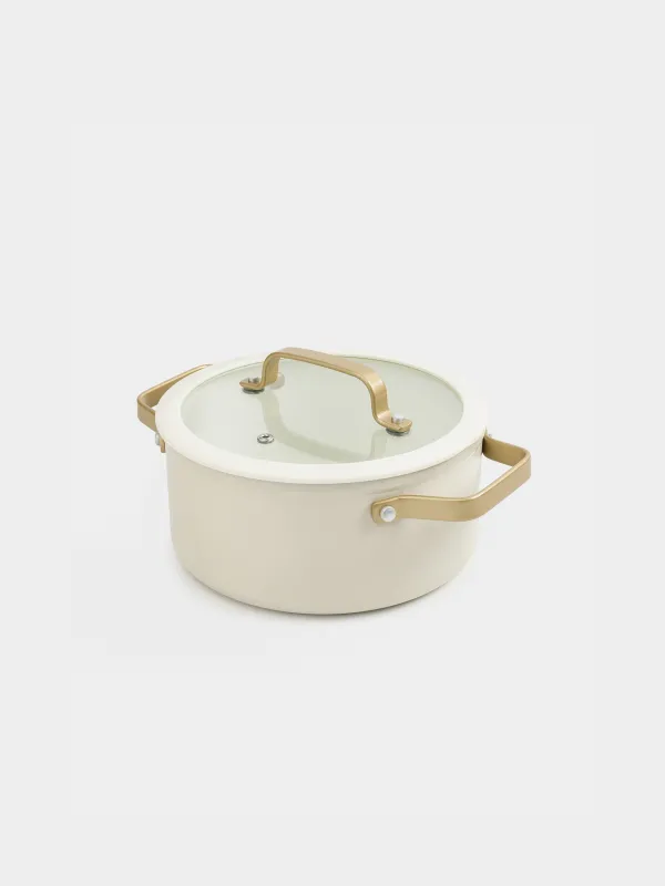 Кәстрөл, 20 см, 2,8 л, қақпағы бар, жабыны бар, алюминий, сүт түстес, Piatto gold, image-2