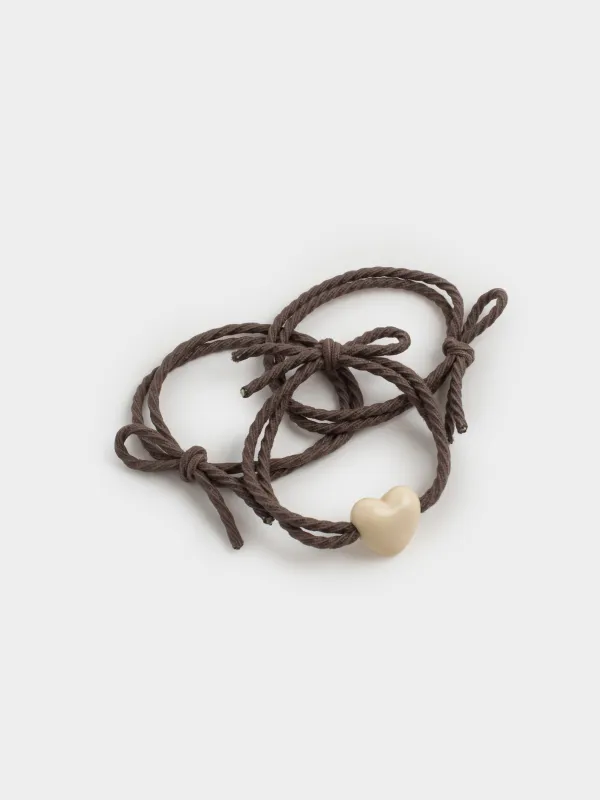 Шаш резеңкесі, 5 см, 3 дана, полиэстер/пластик, қоңыр, Жүрек, Gracile, image-1