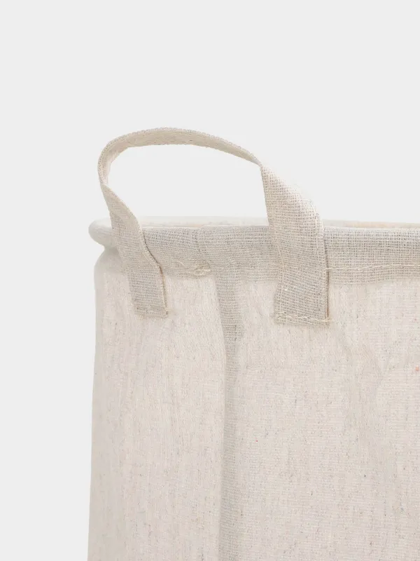 Сумка для хранения, 22х25 см, с ручками, хлопок/лен, круглая, молочная, Медведь, Funny world, image-5